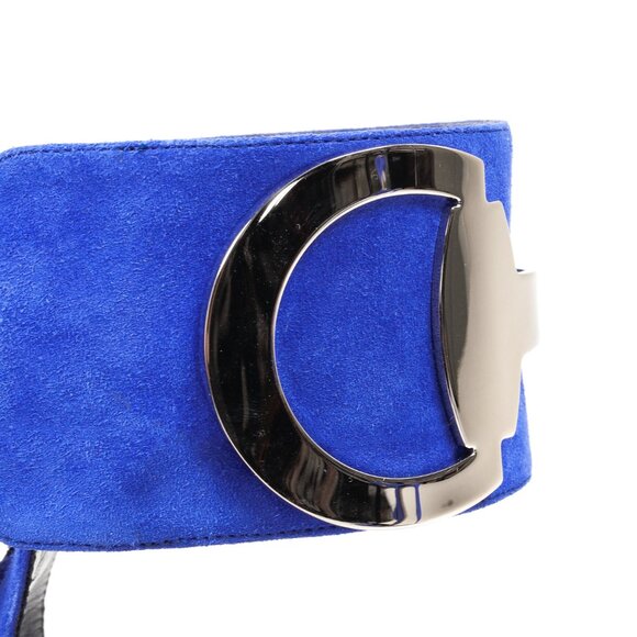 Gucci Blue Suede Maxi Ankle Strap Pumps - Picture 7 of 11